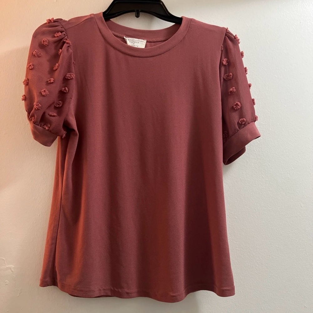 & Other Stories Mauve Puff Sleeve Tee